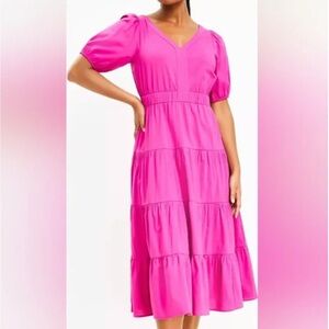 Loft Pink Midi Dress with cute cutout detail